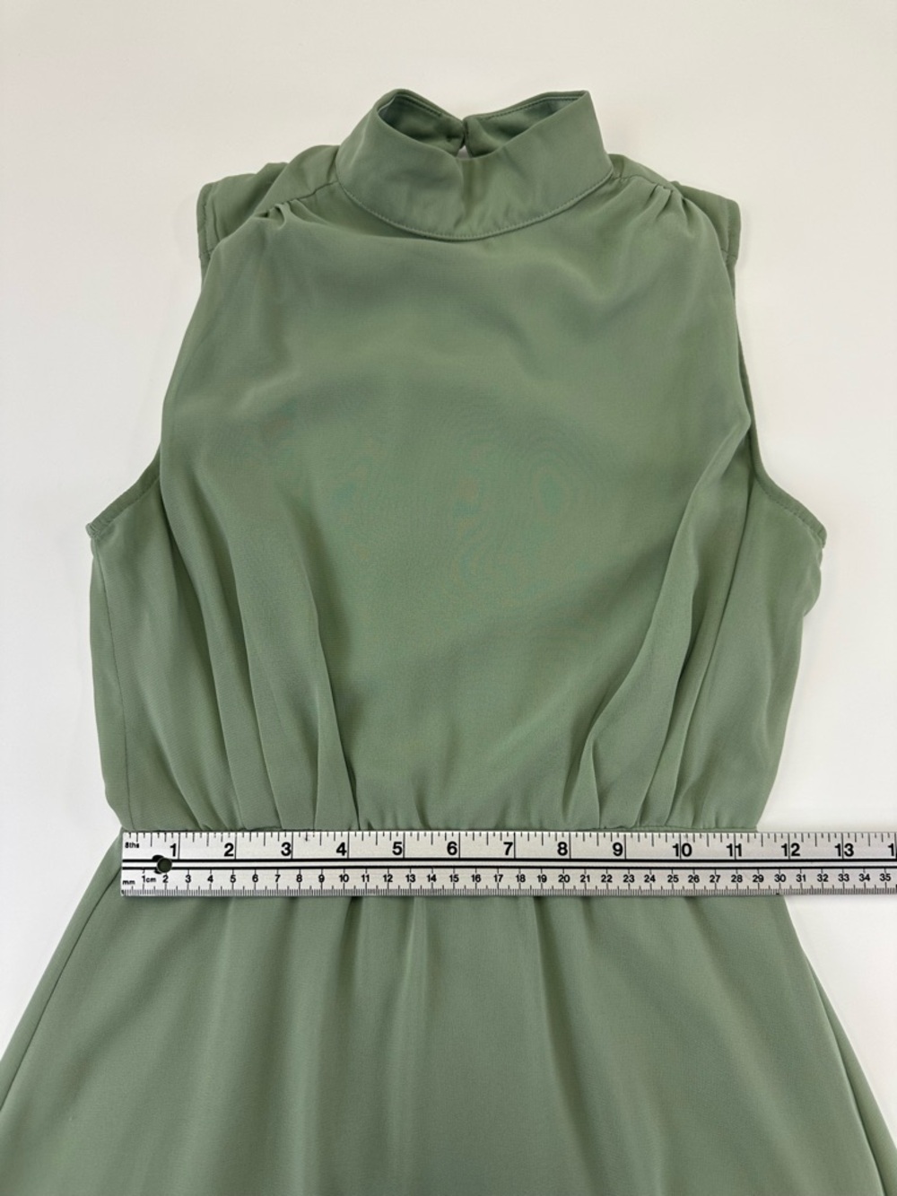 Lulus Classic Elegance Sage Chiffon Sleeveless Mock Neck Maxi Dress Small - Picture 8 of 15